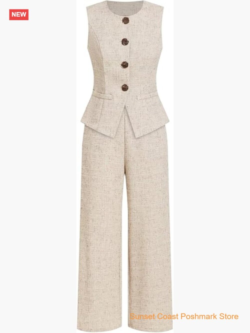2 Piece Business Casual Pantsuit Set - Womens Suit Vest & Pants